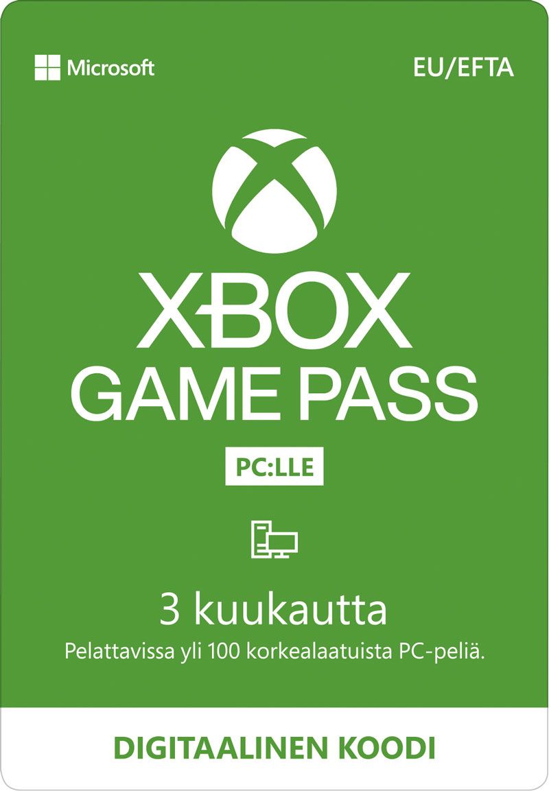 Microsoft Xbox Game Pass PC:lle 3 kuukautta